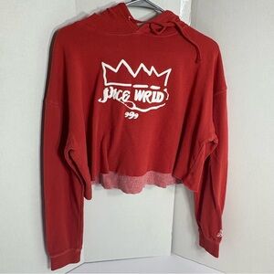 Juice WRLD 999 Cropped Hoodie Red Extra Small XS Graphic Pullover